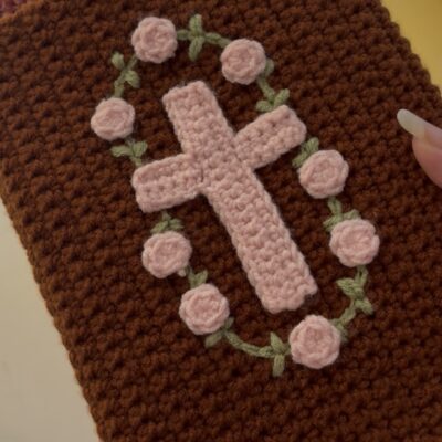 Cross Bible cover in Brown
