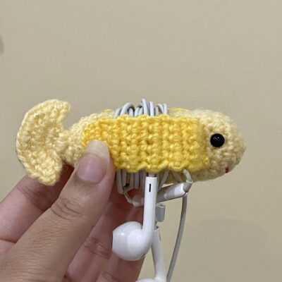 Fish Earphones Holder in Yellow